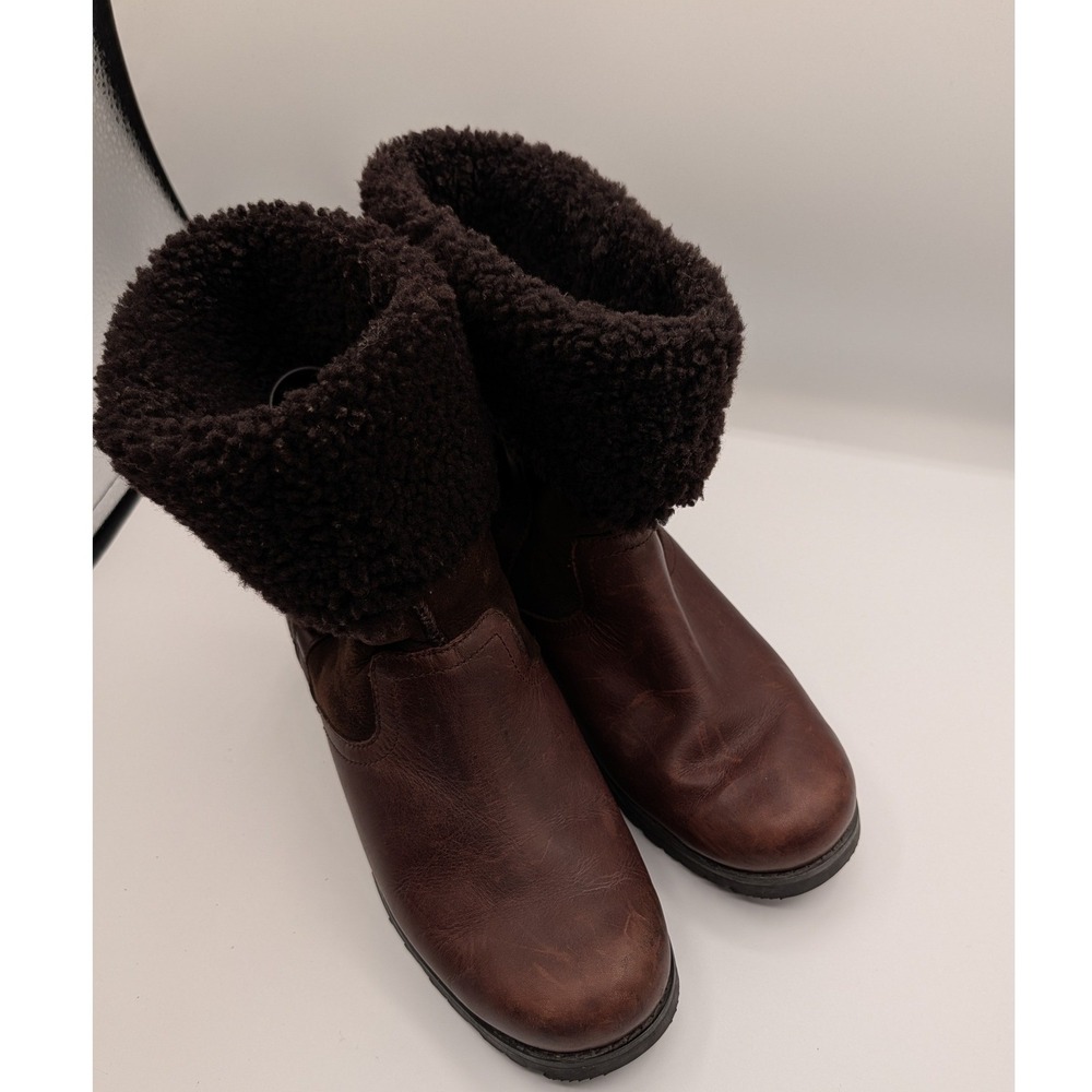 UGG Bellevue Brown Leather Suede Shearling Ankle Boots Womens 9 Upgraded Insole